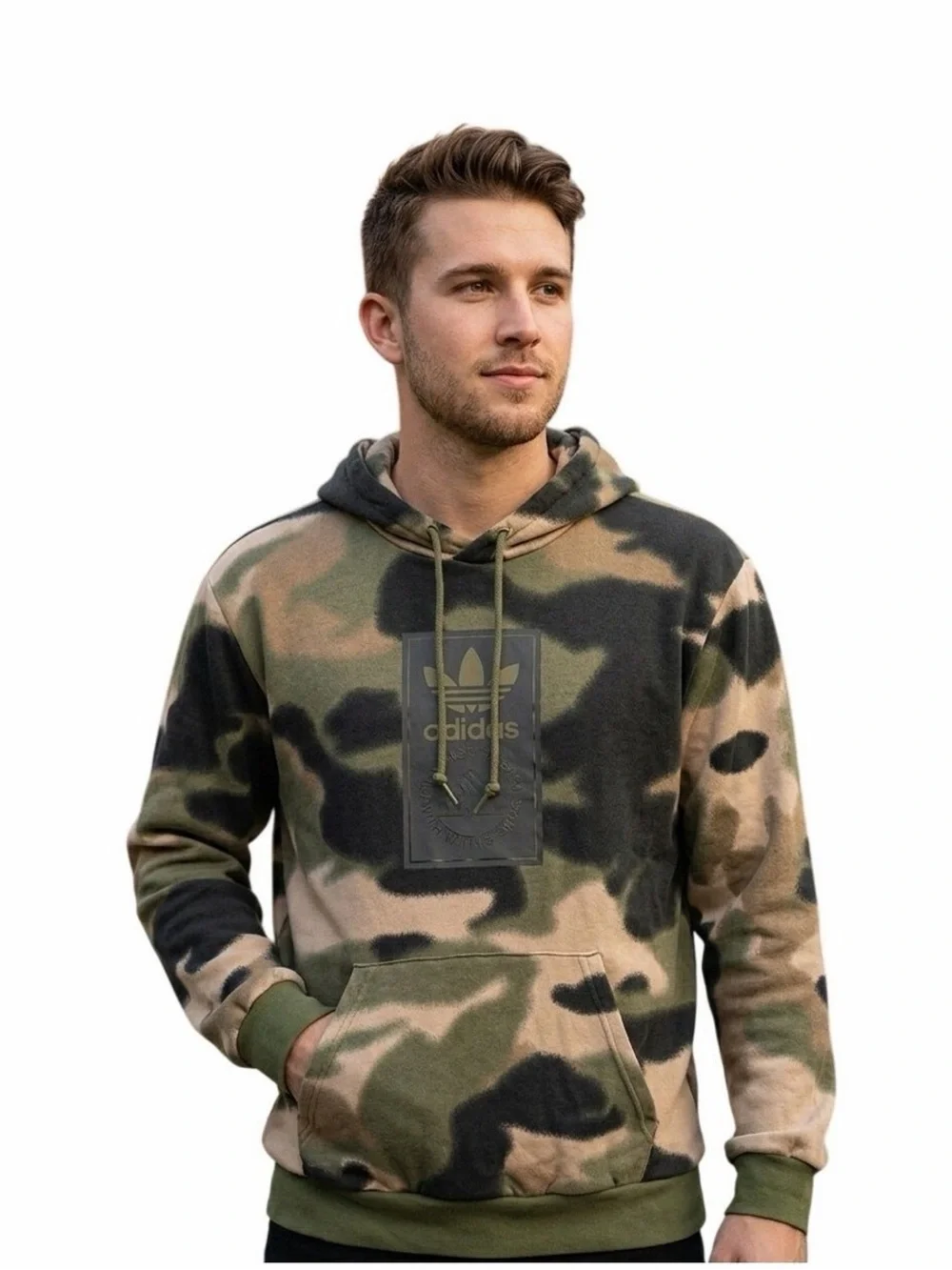 adidas Men’s Camo Hoodie in Green and Black
